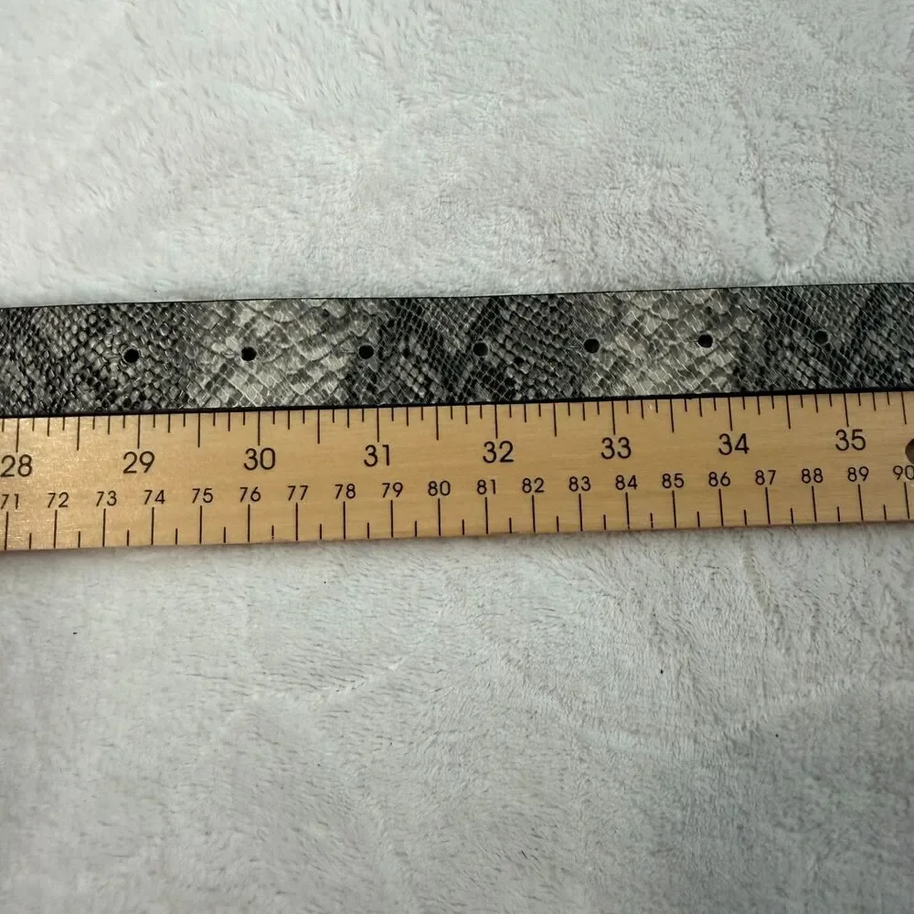 Vintage Anne Klein‎ Gold Lion Head Logo Buckle Reversible Snake Skin Belt 29-35